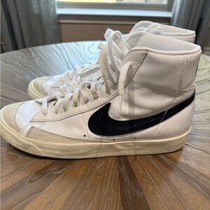 Nike White and Black High-Top Athletic Shoes